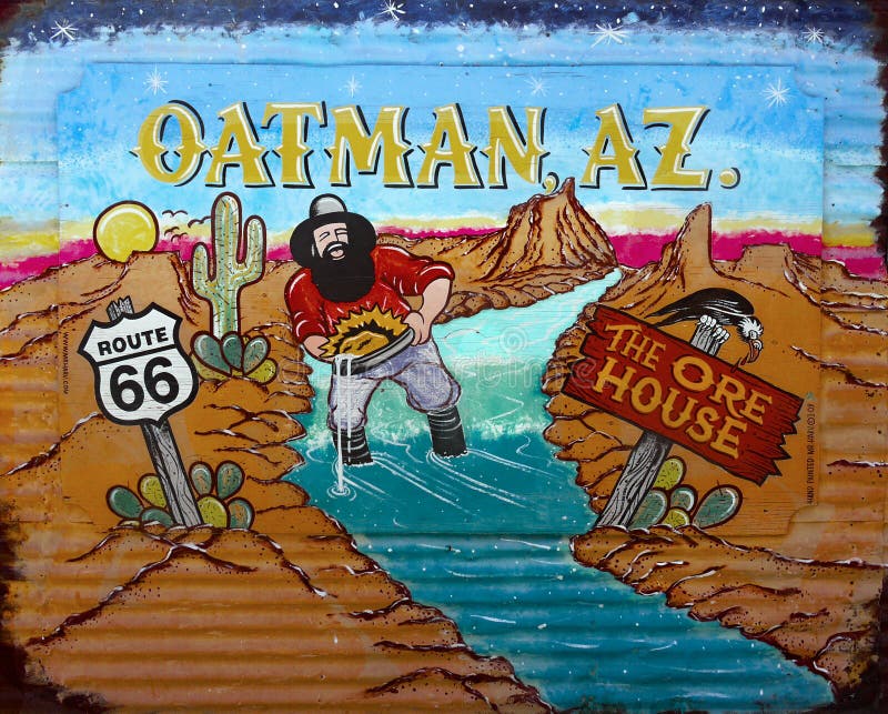 Painting - Gold mining, gold rush in Arizona, USA Historic Oatman, western, ghost and mining town on Route 66. Painting - Gold mining, gold rush in Arizona, USA Historic Oatman, western, ghost and mining town on Route 66.