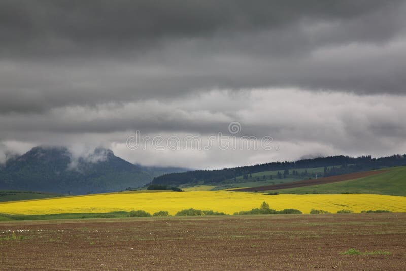 Field and hills near Zilina. Slovakia