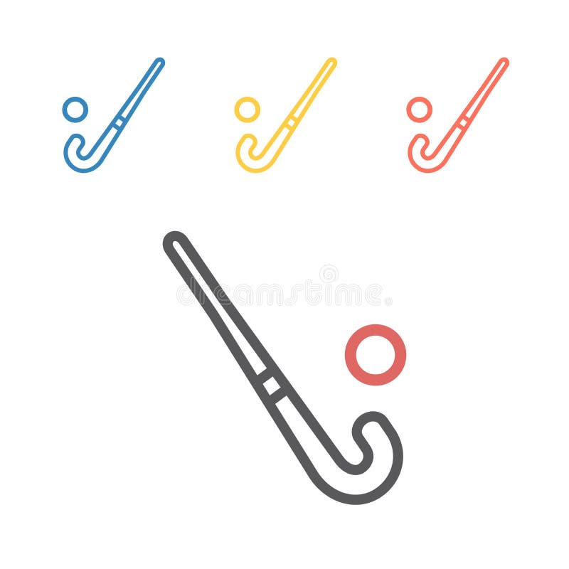 Field Hockey Stick with Ball Line Icon. Vector Signs for  Graphics