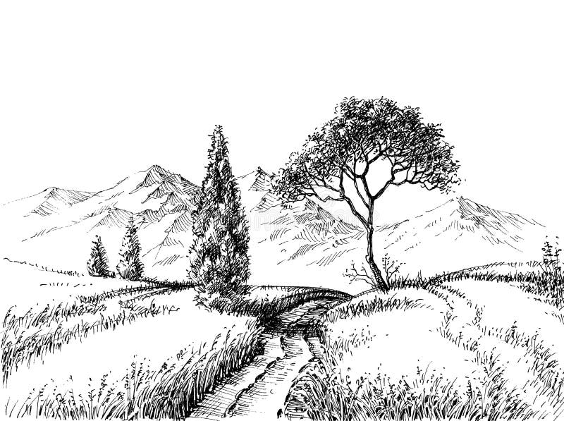 Nature sketch on Behance | Landscape illustration, Landscape art, Nature  illustration