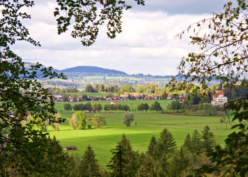 Field and mountain landscape, Bavaria, Germany