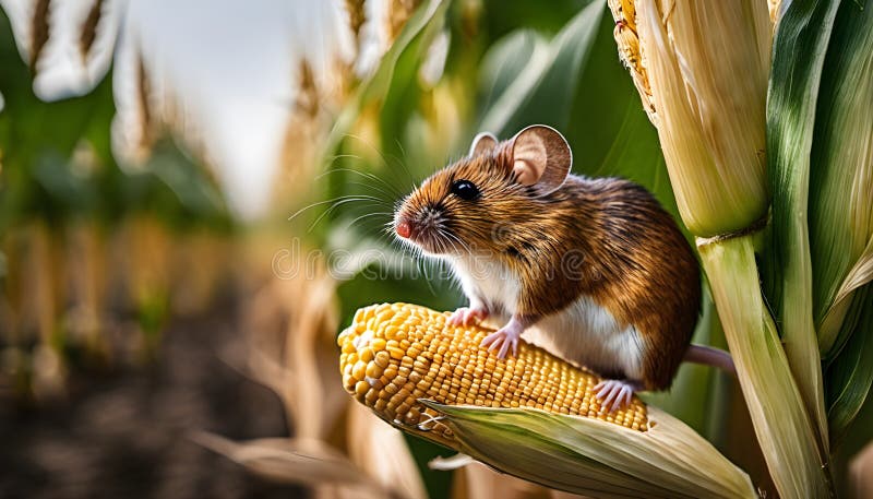 Mouse with corn stock illustration. Illustration of small