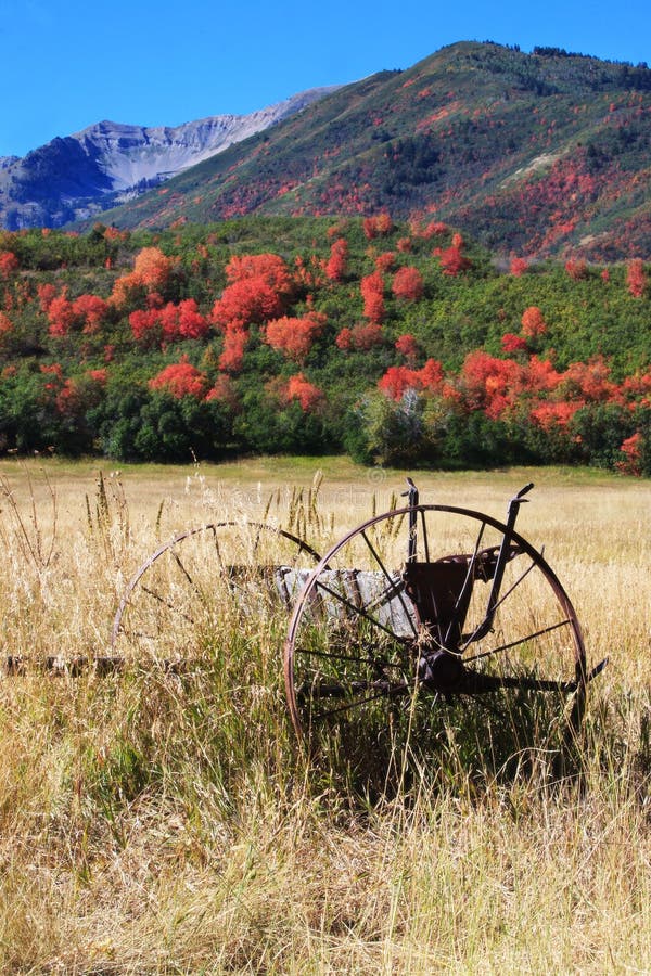 Field with Old Farm Equipment and Fall Colors