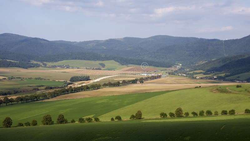 Fields with mountains view