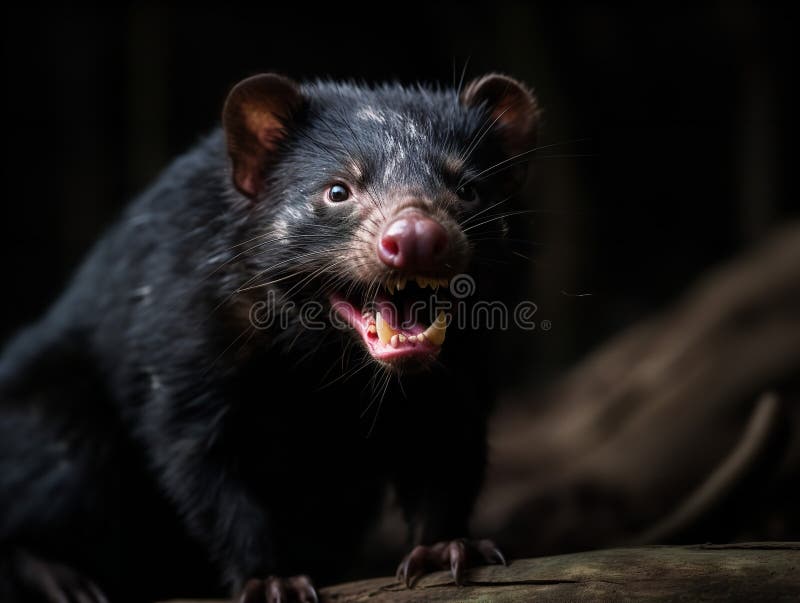 The Fierce Intensity of the Tasmanian Devil in Wilderness Stock