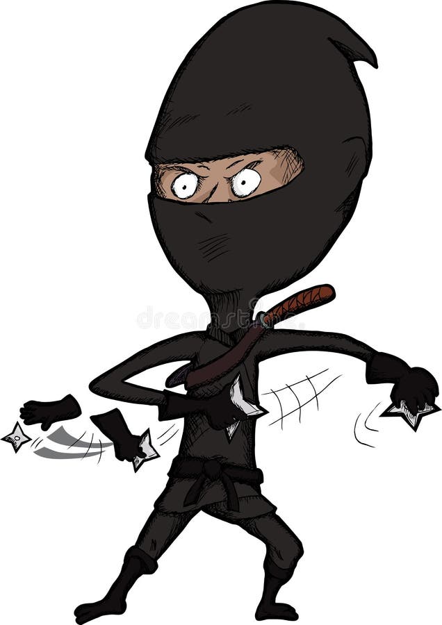 Fierce Ninja Throws Shuriken vector illustration