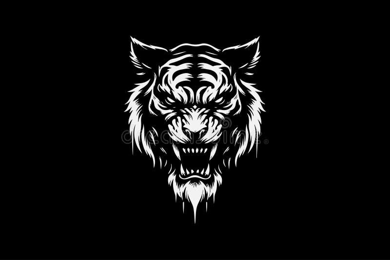 Fierce Roaring Tiger Head Vector Illustration royalty free illustration