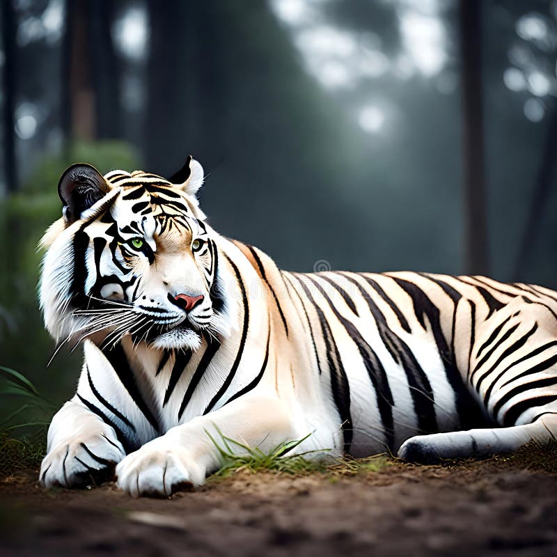 fierce white tiger drawing