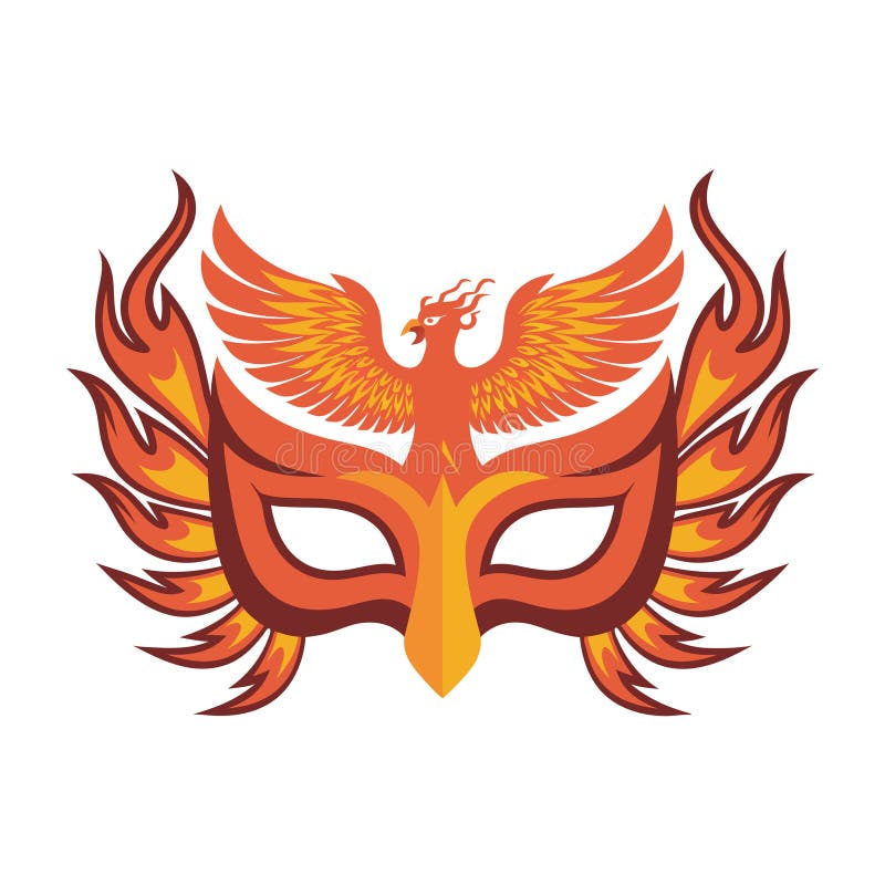 Fiero phoenix mask Vector art per tatuaggio e ispirazione per la progettazione di festival royalty illustrazione gratis