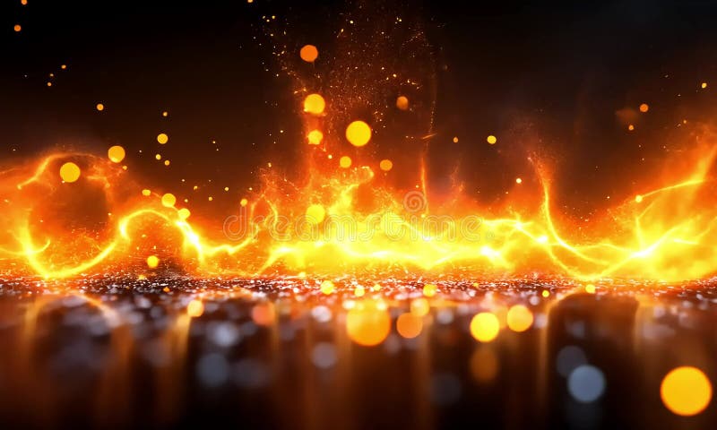 Fiery abstract background with glowing flames stock illustration