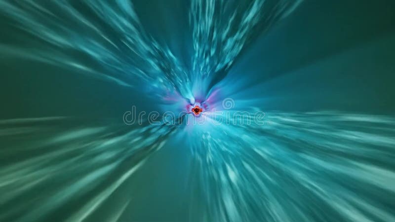 Fiery Abstract Explosion with Dynamic Red and Orange Rays Bursting from a Central Cyan Core with Intense Light Show and Motion royalty free illustration
