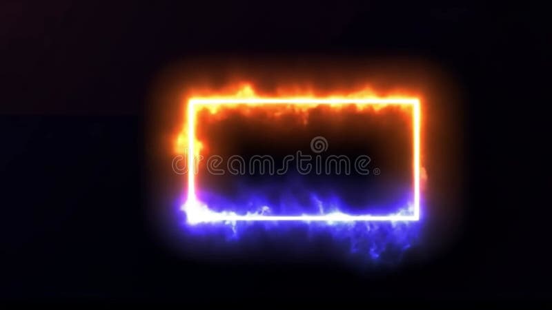 Fiery Abstract Frame: Orange and Blue Flames royalty free illustration