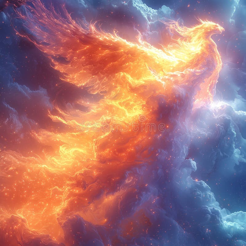 Fiery Abstract Sky with Vibrant Swirling Energy. stock illustration