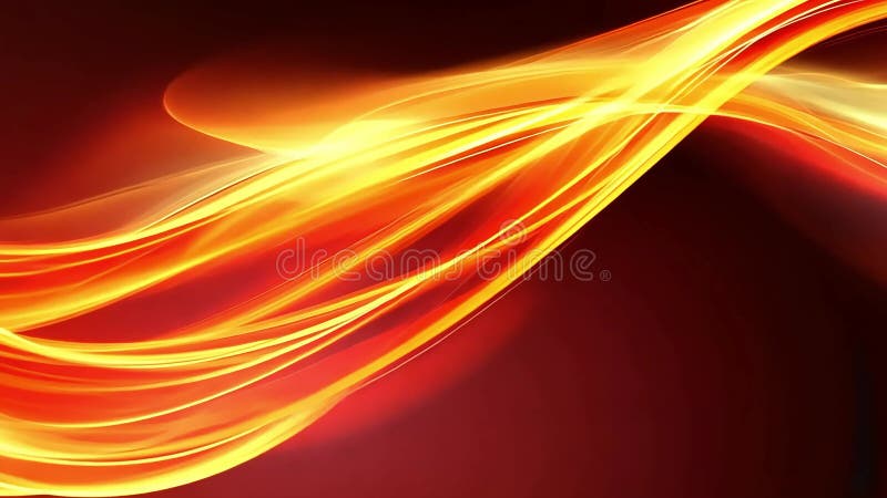 Fiery, abstract wave of light and energy flows across a dark backdrop stock illustration