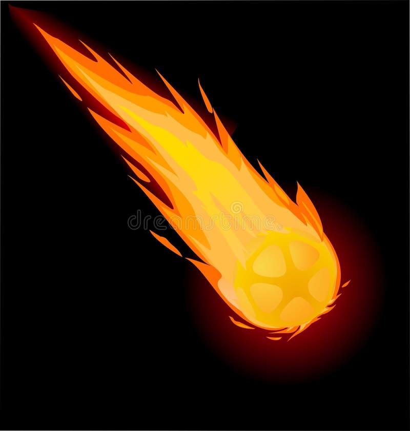 Fiery ball on the black background