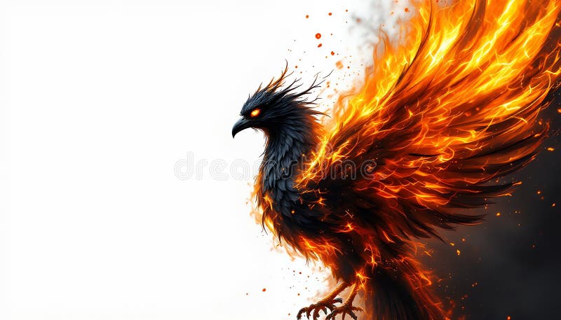 Fiery Black Phoenix vektor illustrationer