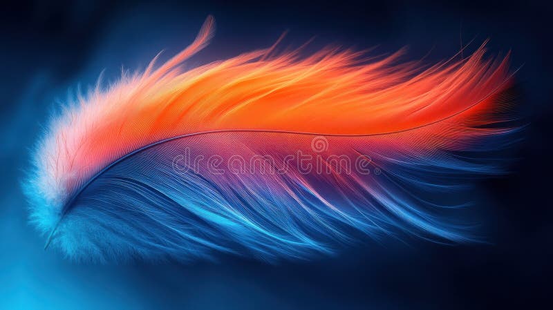 Fiery blue and orange feather royalty free illustration