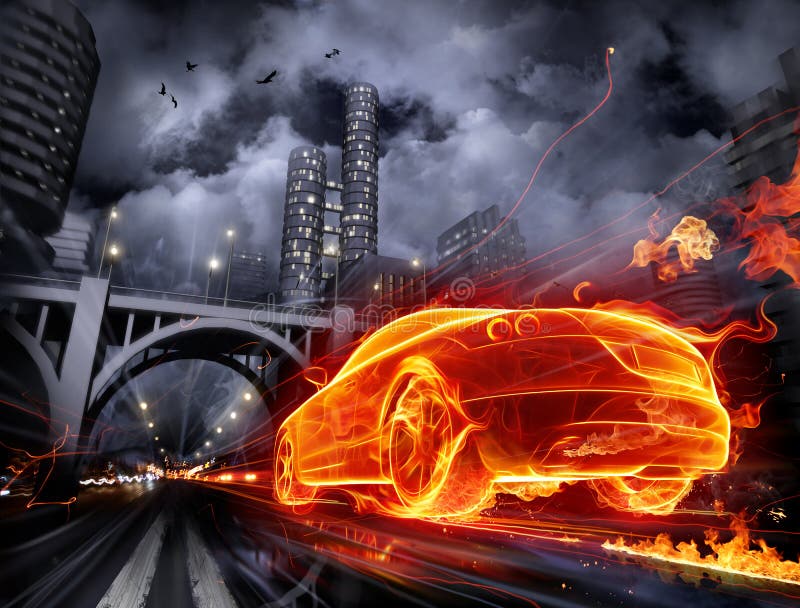 Fiery car royalty free illustration Fiery car royalty free illustration