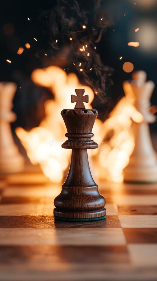 Fiery Chess Battle royalty free stock image
