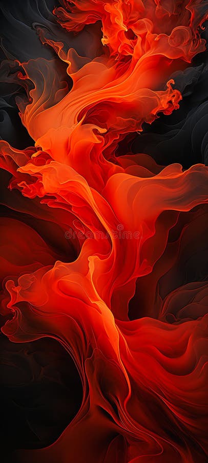 Fiery Coloring: Closeup of Red Flowing Liquid