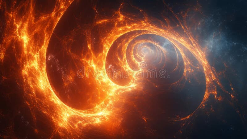 Fiery Cosmic Spiral : Glowing Nebula in Space stock illustrationer