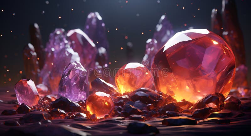 Fiery Crystal Orbs stock images