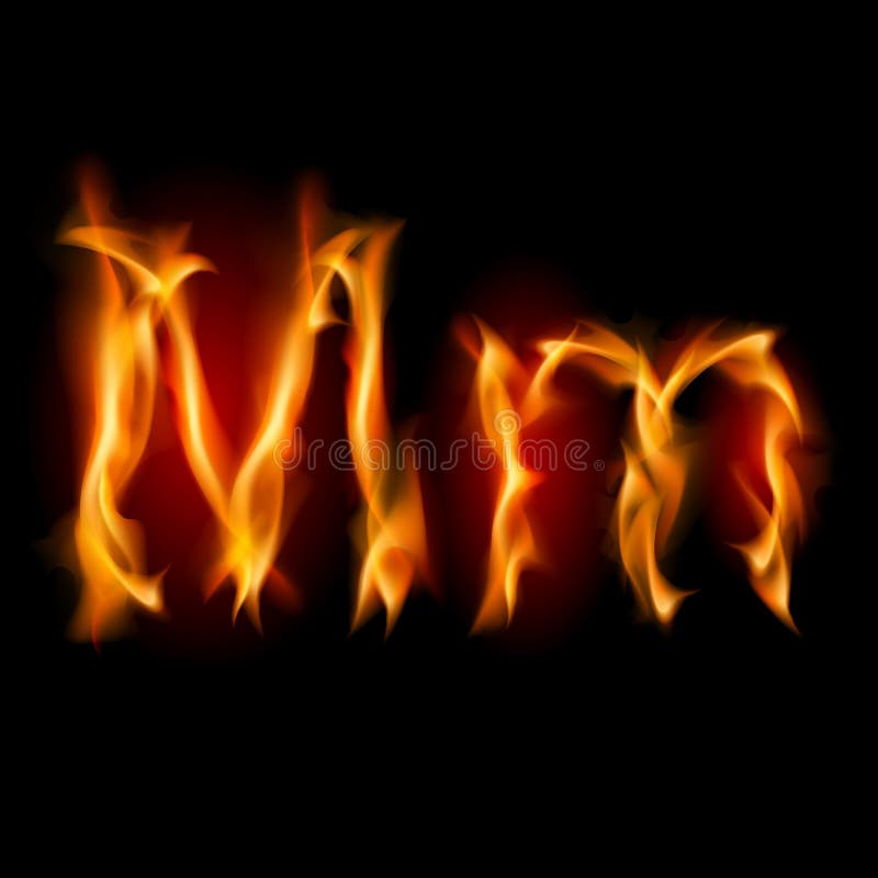 Fiery font. Letter M stock illustration