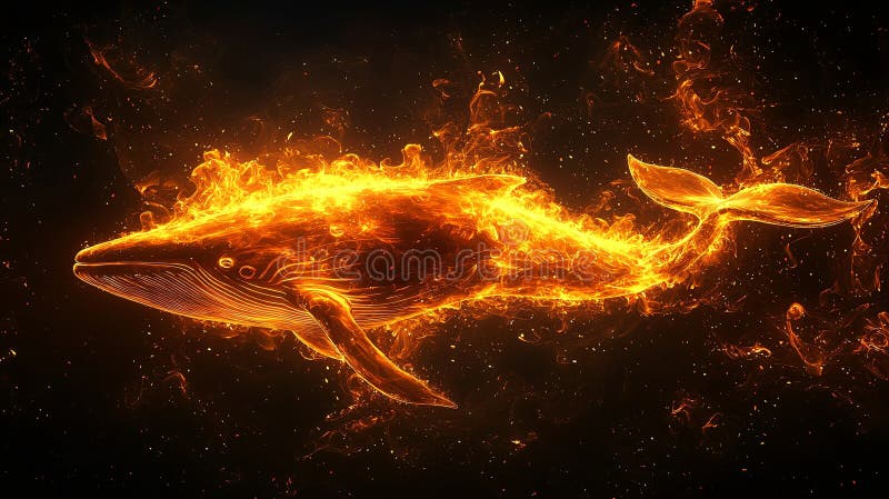 Burning whale vector illustration