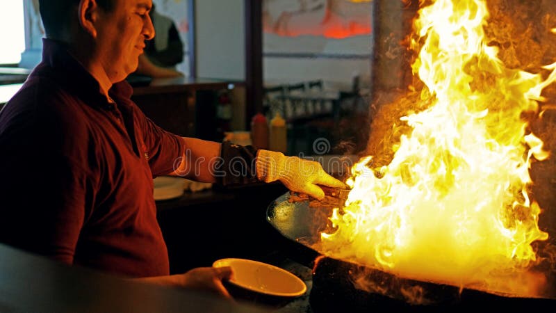 Giant wok cooking 