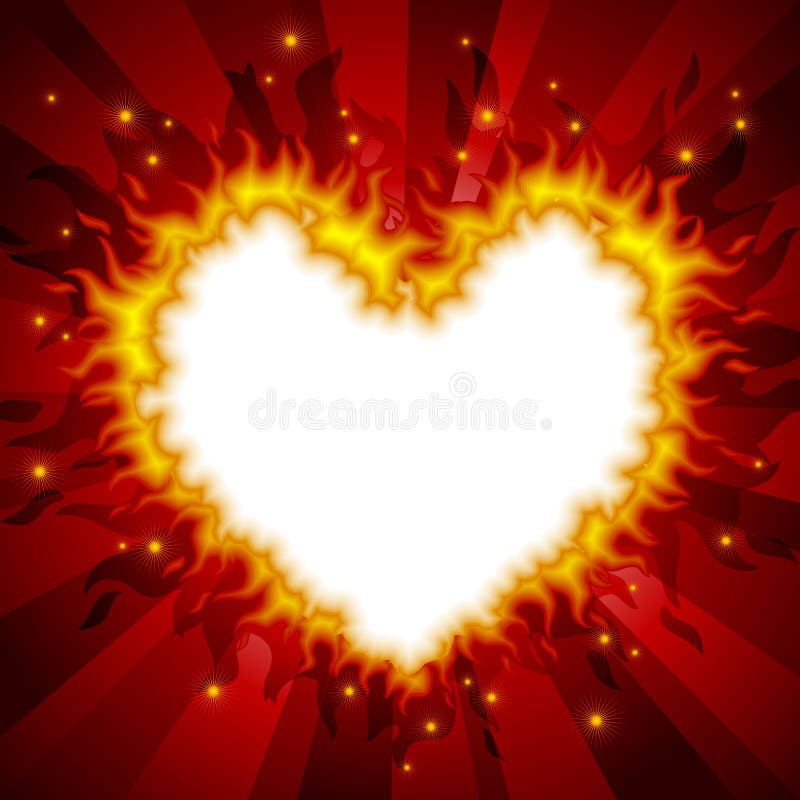 Fiery heart card 3 vector illustration