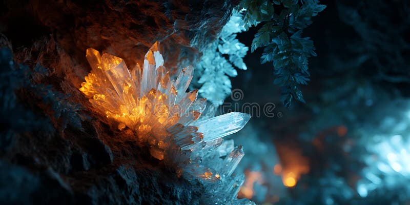 Fiery Icy Crystals verbluffend abstracte kunst voor ontwerpprojecten royalty-vrije illustratie