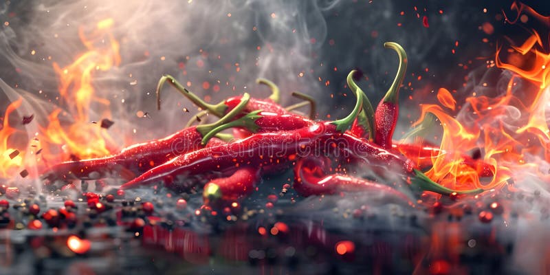 Fiery Inferno : Un pimiento de pimientos chilenos envueltos en llamas libre illustration