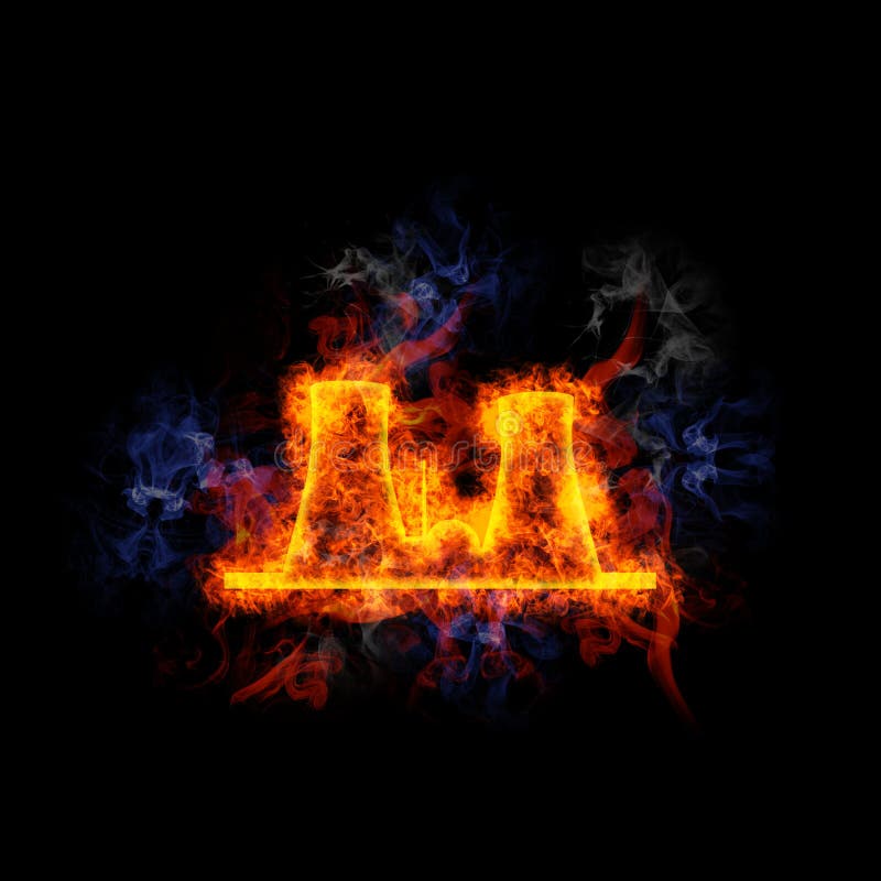 Fiery nuclear facility. vector illustration