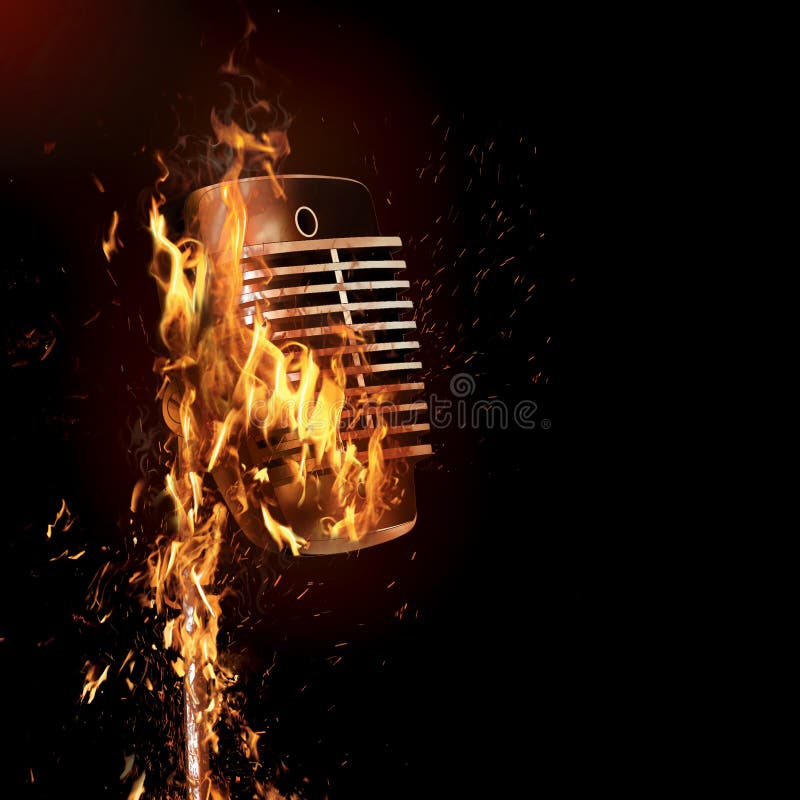 Fiery Old Fashioned Microphone Stock Images - Image: 6601284