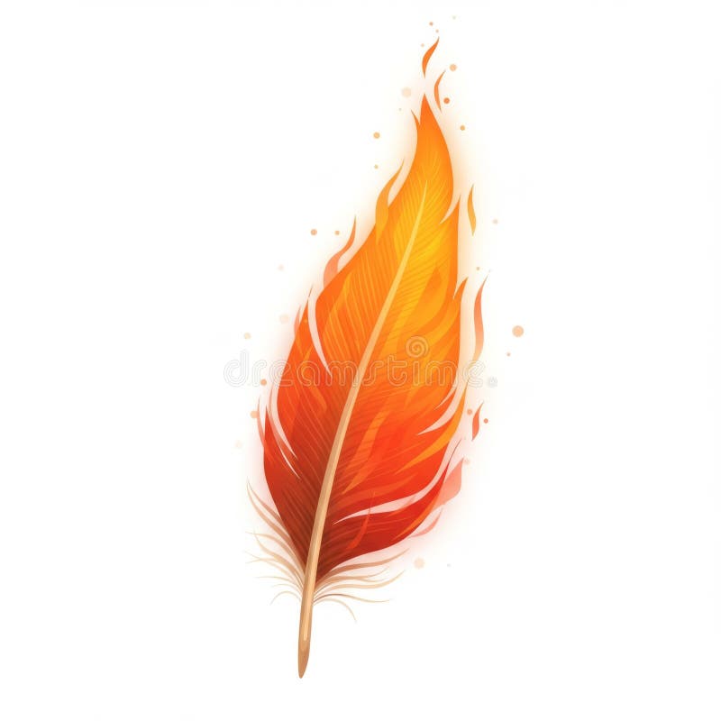 Fiery Orange Feather in Flight stock illustration