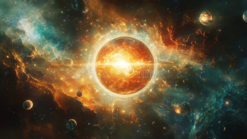 A Fiery Planet Explodes in a Cosmic Nebula Surrounded by Stars and ...