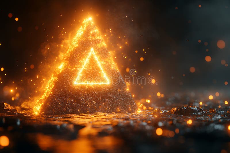 Fiery Pyramid Abstract Background Glowing Triangle Shape Mystical Energy royaltyfri illustrationer