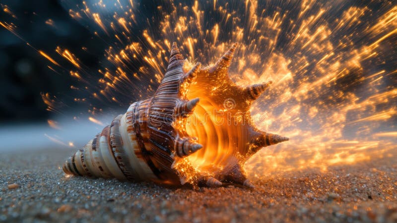 Fiery Seashell Explosion stock photography