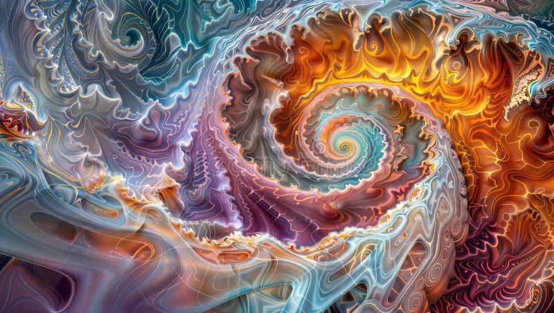 Fiery Spiral: Spiral artwork with warm and cool tones, generative ai vector illustration