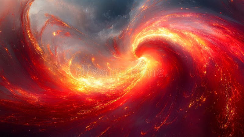 Fiery vortex with dynamic flames in cosmic swirl vector illustration