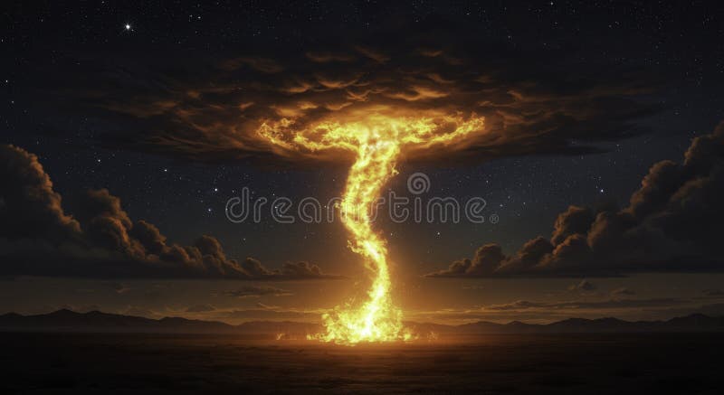 Fiery Vortex in Night Sky: Dramatic Celestial Event royalty free illustration
