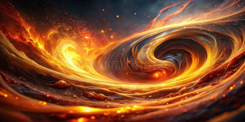 Fiery vortex a swirling cosmic nebula of incandescent plasma and molten rock with glittering embers. Generative AI vector illustration