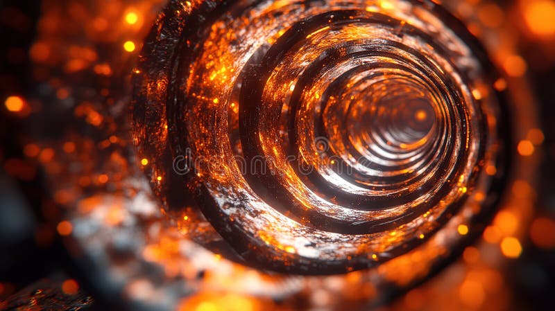 Fiery vortex tunnel background, abstract design royalty free illustration
