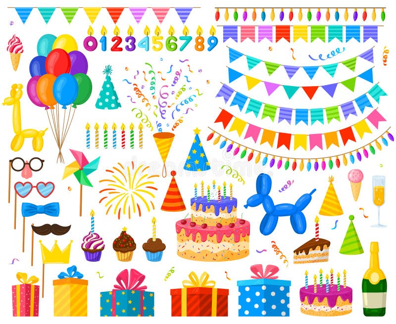 Regalos Y Decoración De Cumpleaños Ilustración del Vector - Ilustración de  carnaval, anaranjado: 14612229