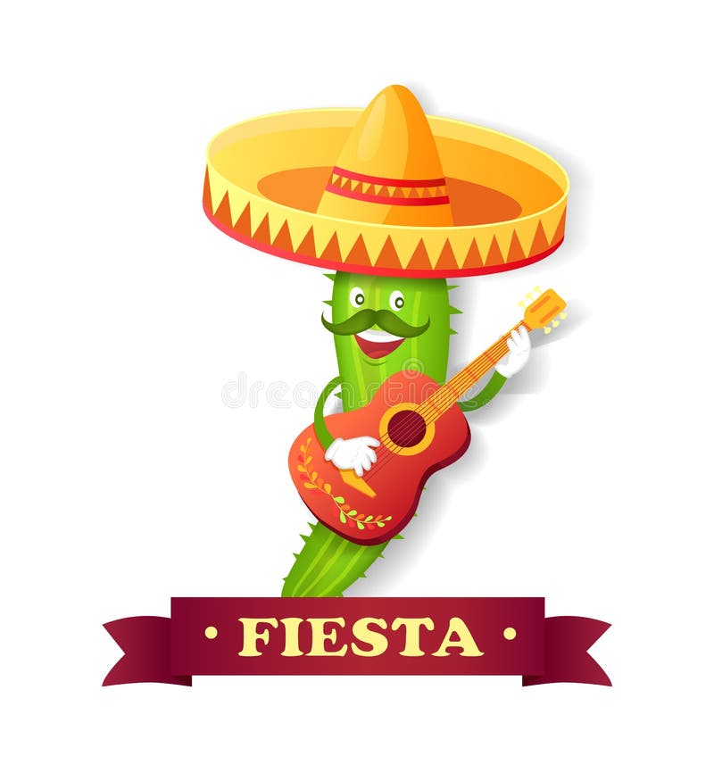 Fiesta Spanish or Mexico Holiday, Cactus Mariachi Stock Vector -  Illustration of chile, instrument: 147701802