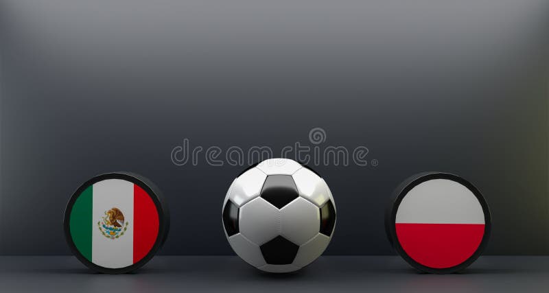 FIFA World Cup 2022 Mexico Vs Poland, Flag Mexico and Poland, Football Mexico Poland, 3D Work 