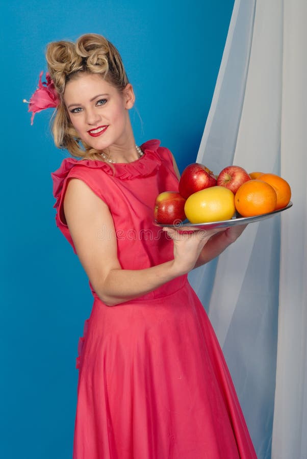 Fifties pinup girl with fruit