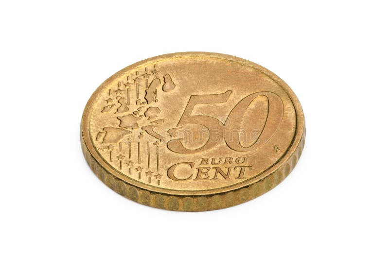 Fifty euro cents coin isolated on white background royalty free stock image