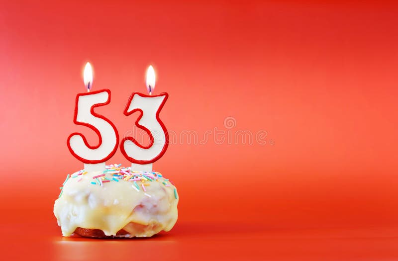 Fifty Three Years Birthday Cupcake With White Burning