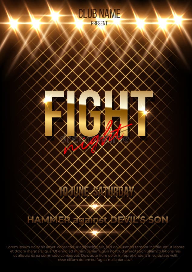 Fight Night Vector Poster Template with Text Space Stock Vector